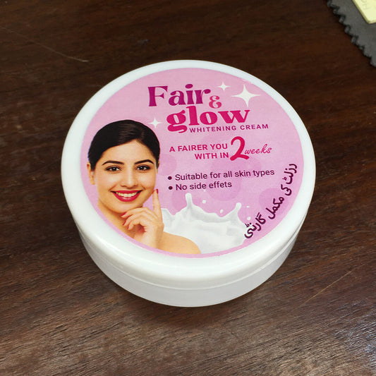 Pakistani woman with bright glowing skin using Fair & Glow Whitening Cream – safe for men and women